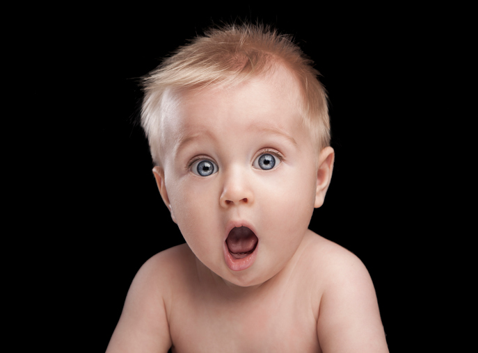 newborn baby portrait with funny shocked face expression - Florida Lung